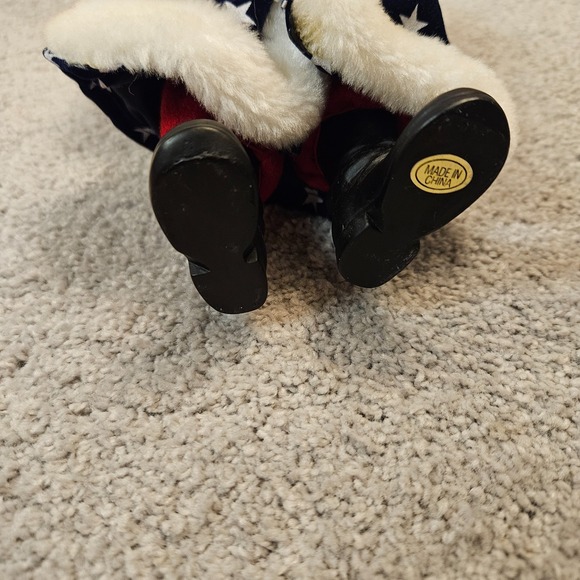 VTG Patriotic Americana Santa Figurine 11" Stars & Stripes Holding American Flag - Picture 3 of 6